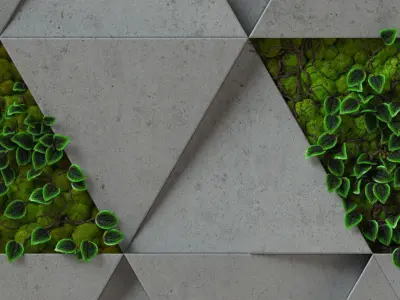 moss concrete - seamless 3d wall panel Texture