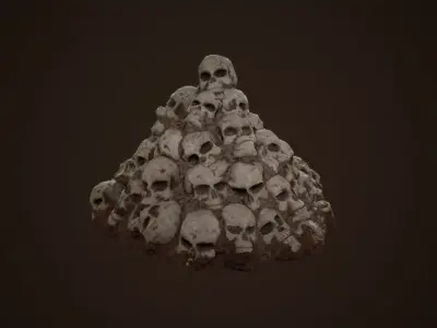 Stylized Skull Pile - Game Ready and 3D Print Compatible Low-poly 3D model