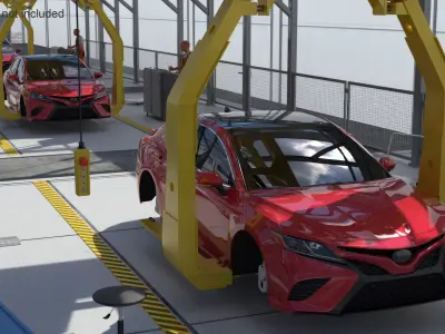  Automatic Toyota Body Line and Worker 