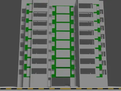 apartment building  Low-poly 3D model