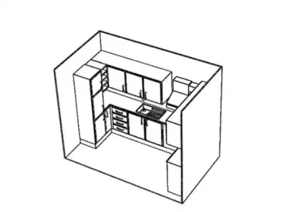 kitchen with cabinets and floor 3D model