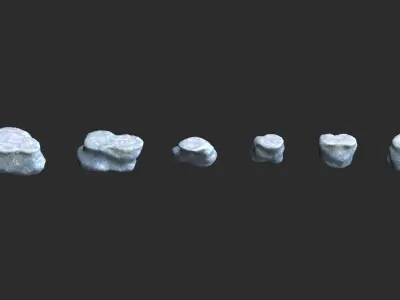 Short Flat Rocks - Ice Low-poly 3D model