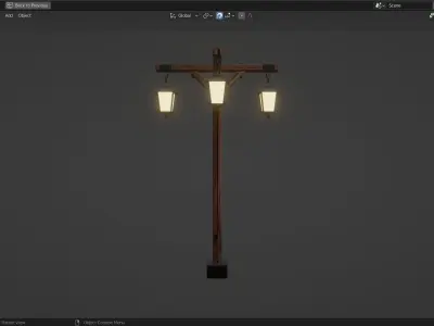 Basic Lamp Post - 3 Sided -  3D model