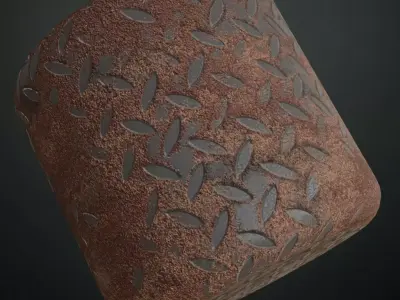 Rusty Dark Metal Diamond Tread Plate PBR Seamless Texture