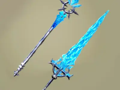Ice Sword and Ice Spear 3D Model Pack