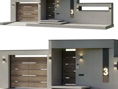 Door Outdoor entrance and fence 07 3D model