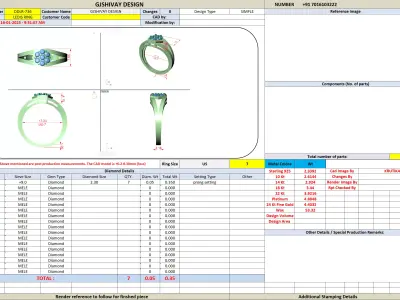 Hexagon Diamond Cluster Gold Ring 3D Model 3D print model