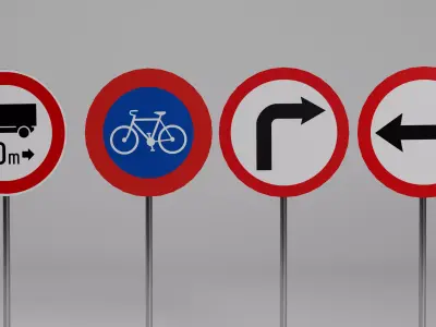 Low Poly Traffic Signs Pack Low-poly 3D model