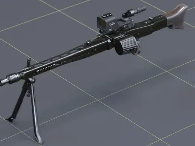Modernized WW2 MG-42 BoneSaw Low-poly 3D model