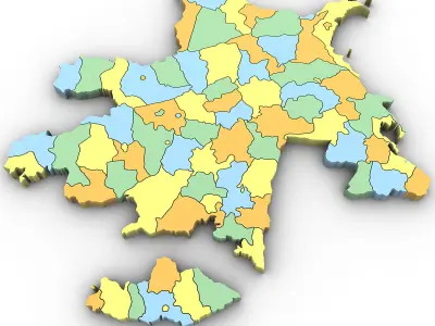 3d Political Map of Azerbaijan 3D model