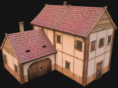 Medieval Town House Cottage Low-poly 3D model
