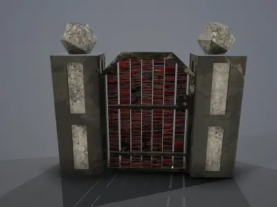 Fence with marble columns Low-poly 3D model