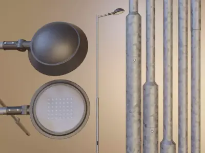 Street Light 4 Galvanized F1 M1 K0 4500mm Low-poly 3D model