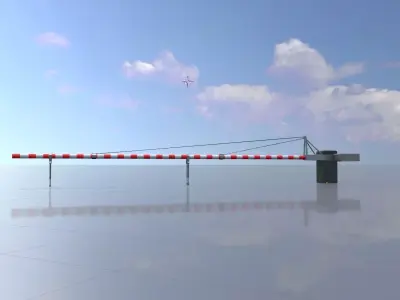 Railway Crossing Barrier 9 m closed Low-poly 3D model