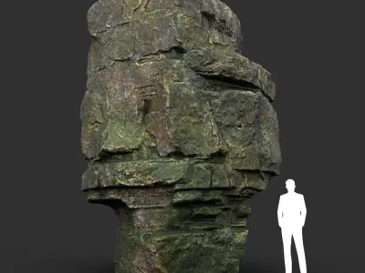 Low poly Mossy Layer Rock B Low-poly 3D model