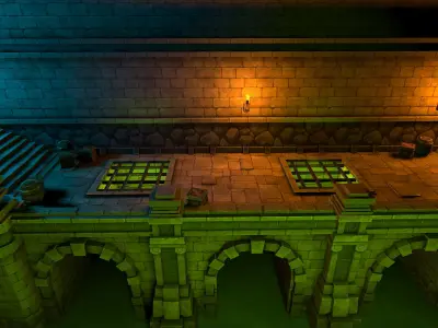 Fantasy Chess RPG Environment - City Alley Low-poly 3D model