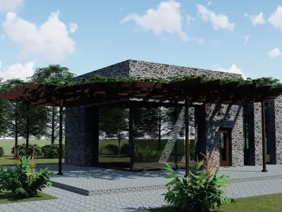 SMALL STONE HOUSE Low-poly 3D model