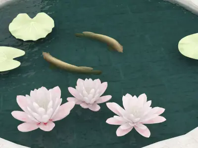 Garden Decorative Pond with Fish 3D model
