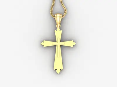 Light Gold 18K Cross Pendant 2CP017 3D print model