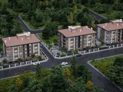 Site project consisting of 4 blocks 3D model