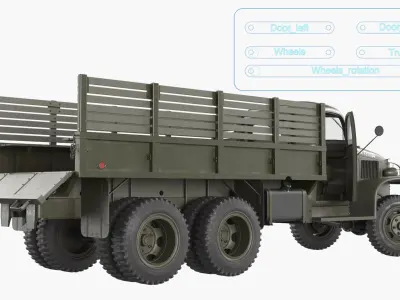  GMC CCKW-353 Military Truck with Open Cargo Bed Green Vintage Rigged 