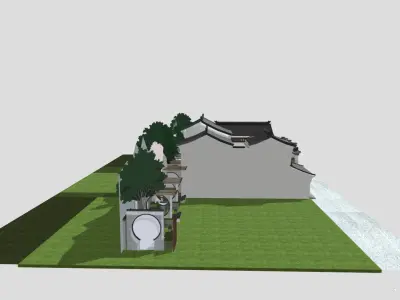 Complete Chinese Garden Courtyard Kit 3D Model Set Oriental 3D model