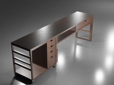 Japan Desk  Low-poly 3D model