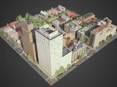 Realistic City District A16-R17 3D model