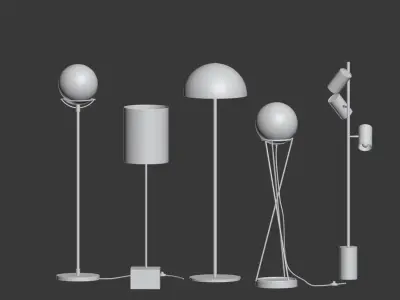 CB2 5 Floor Lamps Set 2 3D model
