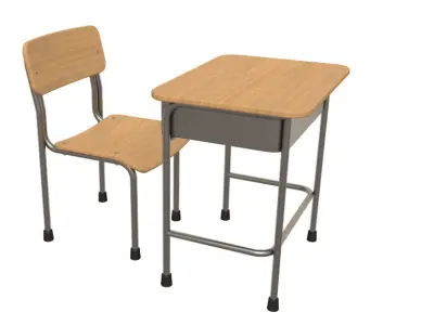 School Desk collection 3D model