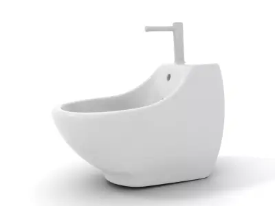 White Ceramic Bidet model pack Low-poly 3D model