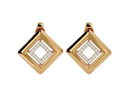 Light Minimalist Diamond Earrings 3D print model 5