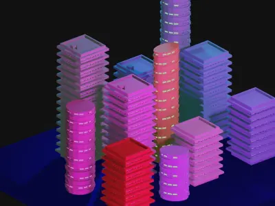 city in night diorama Free 3D model