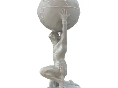 statue of a man carrying a sphere 3D model