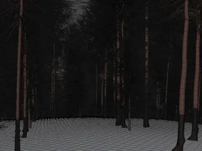 Winter Forest Sunset Scene Low-poly 3D model
