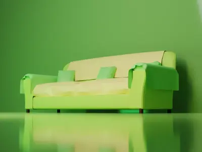   A Sofa With Amazing color and High Quality  green Color 3D model