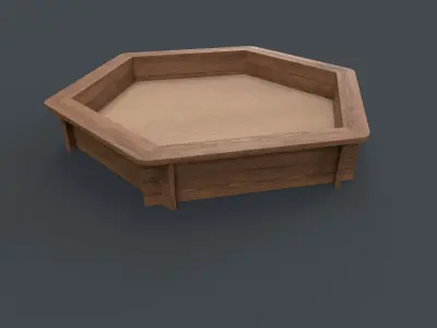 PBR Outdoor Wooden Sandbox Hexagon C Low-poly 3D model