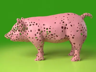 Pig Voronoi Low-poly 3D model