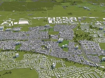 Essex UK 50x50km 3D Area Map 3D model