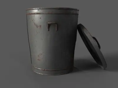 low poly trash can Low-poly 3D model