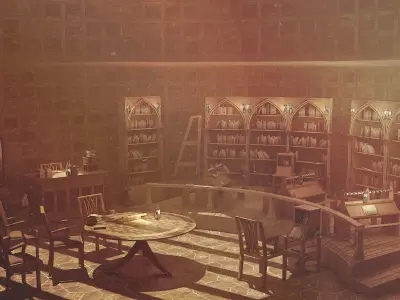 Medieval Library Model Pack Tortilla Low-poly 3D model