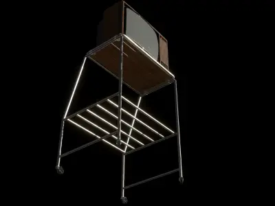 Grundig SuperColor 8642 Vintage TV with Rack 3D model