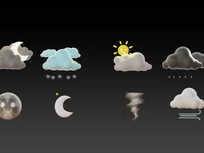 20 Animated Weather Conditions Low-poly 3D model