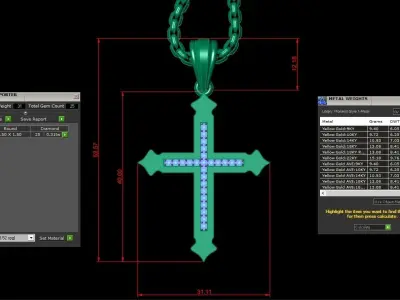 High Cross Pendant Light Gold 18K 3CP098 3D model