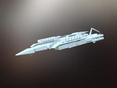 Sci-Fi War spaceship Low-poly 3D model