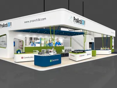 Exhibition stall 20 mtr x 10 mtr 3 sides open 3D max model 3D model