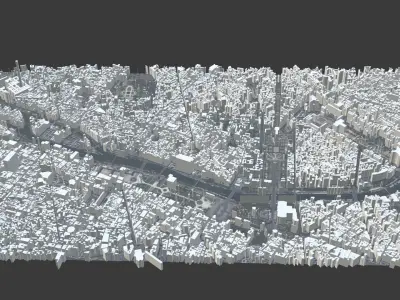 Paris City Low-poly 3D model