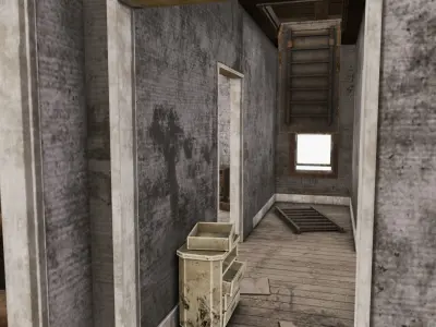 Abandoned Poor House With Interior Low-poly 3D model