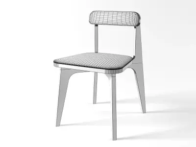 C4 dining chair with fabric and wooden legs Free 3D model