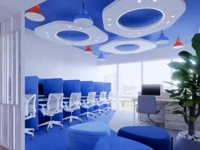 Suspended Ceiling Light  with Detail 3D model